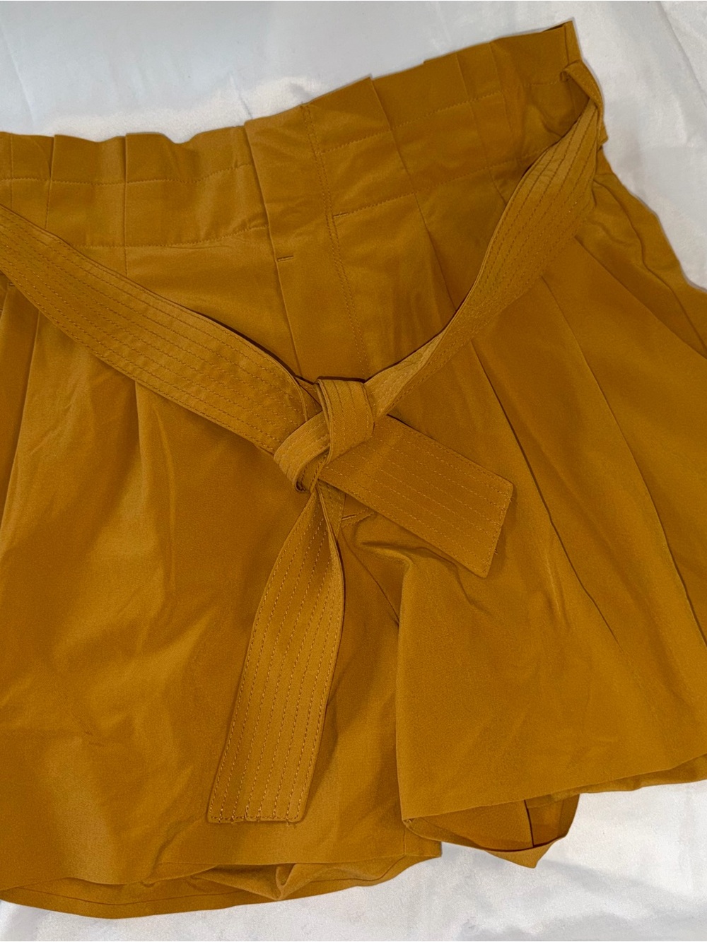 Athleta Mustard Paperbag Tie-Waist Shorts